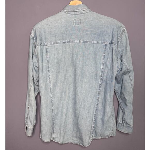 VTG Y2K LizWear Shirt Adult Medium Blue Denim Button up Women - Picture 2 of 4
